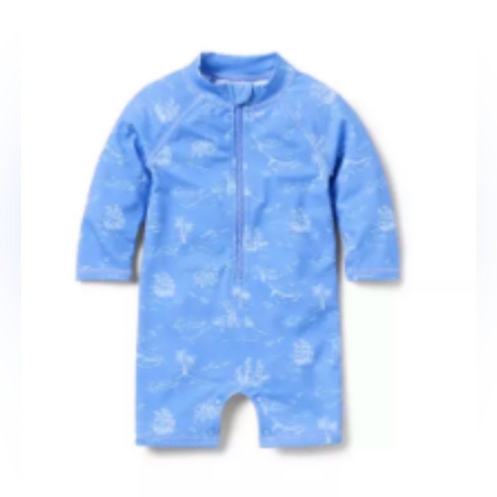 Janie and Jack Blue Patterned Kids swim suit one piece